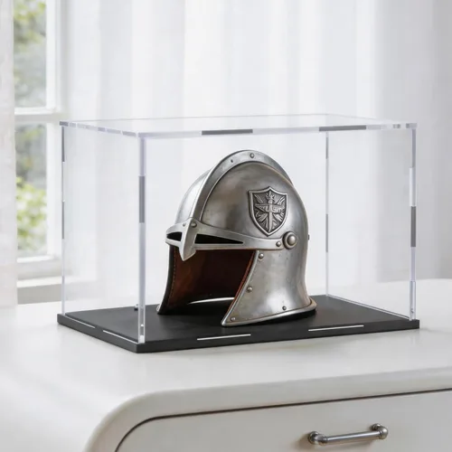 Miniatura 8 de Estuche acrílico de 8 pulgadas para exhibición, caja de acrílico transparente para coleccionables, funda de vidrio alternativo con soporte negro