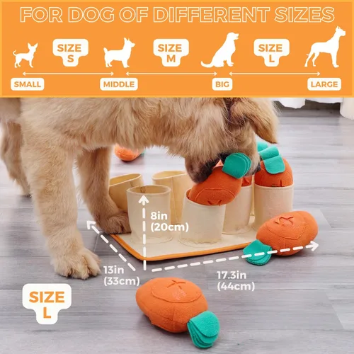 Miniatura 6 de Fossa Boredom Buster para perros medianos y grandes, alfombra interactiva de rompecabezas de golosinas, tapete de alimentación lenta con zanahorias