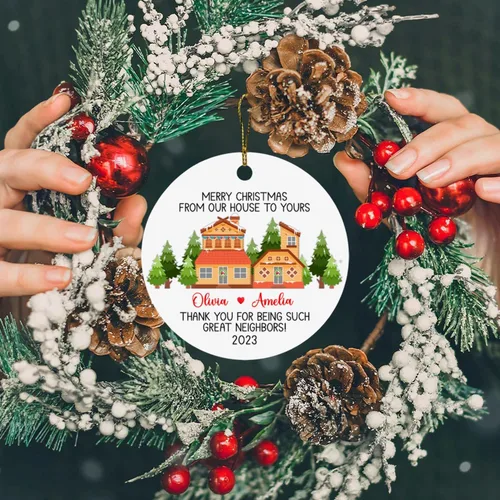 Miniatura 5 de Adorno de Navidad con texto en inglés «Thank You for Being Great Neighbor», adorno de Navidad personalizado para el mejor amigo, regalo de amistad