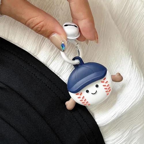 Miniatura 2 de Yatchen Bonita funda de silicona para AirTag 2021 Finder Fun 3D Cartoon Animal Anti Scratch Llavero Tracker Protector Bluetooth (Béisbol, 1 unidad)