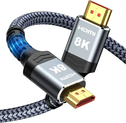 Miniatura 9 de Highwings - Cable HDMI de 8K a 60 Hz, 10 pies / 3 metros, 48 Gbps, cable HDMI de nailon trenzado de ultra-alta velocidad, 4K a 120 Hz, 144 Hz, RTX