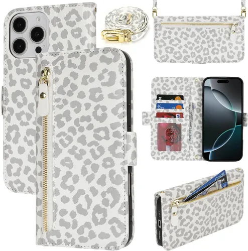 Miniatura 16 de Lipvina Funda tipo cartera para iPhone 12 Pro Max / 13 Pro Max para mujeres, bolsillo con cremallera, funda de teléfono de cuero PU con soporte