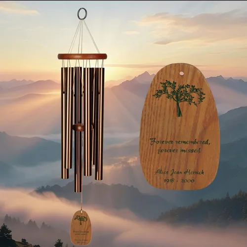 Miniatura 9 de Campanillas de viento Woodstock personalizadas Amazing Grace conmemorativas para exteriores de 24'' de bronce medio, campanilla de viento