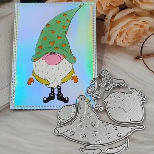 Miniatura 3 de Plantillas de plantillas de metal para decoración de tarjetas y álbumes de recortes, 2 unidades de gnomos de Navidad 2 enanos