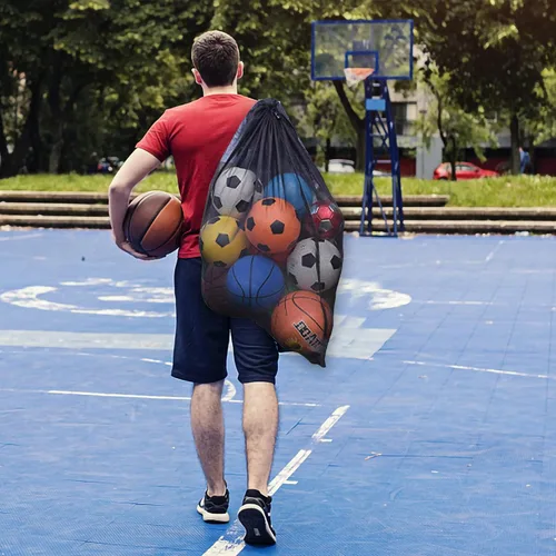 Miniatura 5 de Bolsa de malla resistente, organizador de almacenamiento de equipo deportivo para fútbol, baloncesto, voleibol, fútbol, béisbol y natación