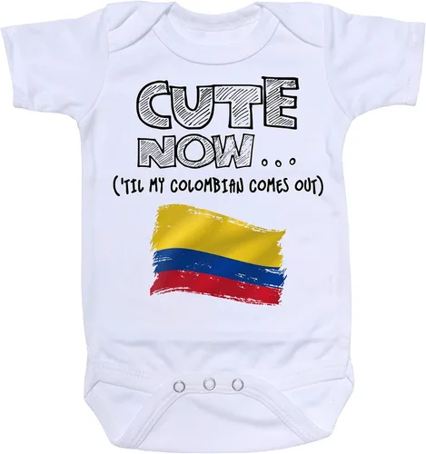 Body para bebé Colombia Til My Colombian Comes Out Country Pride - Mono para bebé/bebé en color blanco, talla NB-18M