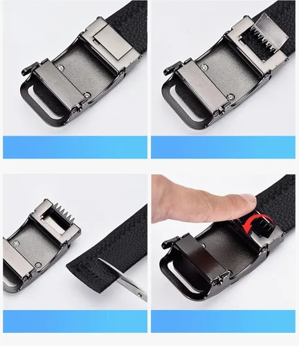 Miniatura 4 de NOOS Cinturones de lujo para hombre de cuero rojo hebilla de cabeza de lobo 138 pulgadas de ancho para vestir de hombre cinturón ajustable casual