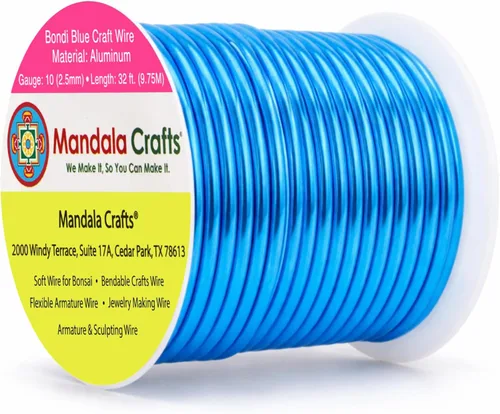 Miniatura 335 de Mandala Crafts - Alambre de aluminio anodizado de 8 calibre para hacer joyas - 9.75 m de alambre flexible negro colorido - Flexible para bonsái