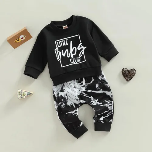 Miniatura 87 de Ropa de bebé niño 3 6 9 12 18 24M 3T Conjunto de pantalones con capucha patchwork sudadera con capucha pantalones de rayas traje de otoño invierno