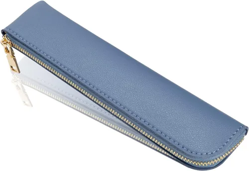 Miniatura 9 de Estuche de lápiz de cuero Sluxa, estuche delgado y suave para bolígrafos, estuche pequeño para lápices para adultos, estuche de lápiz de cuero