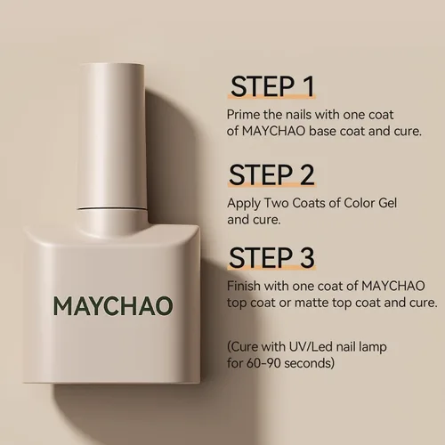 Miniatura 6 de MAYCHAO Esmalte de uñas de gel rosa intenso de 0.5 onzas líquidas, 1 unidad de esmalte de gel rosa brillante, esmalte de uñas que se absorbe con luz