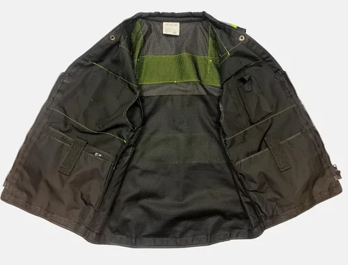 Miniatura 3 de (Chaleco C para Hombre Serie Negra Chaleco de Seguridad con Cremallera y Bolsillos Utilitarios Chaleco de Supervivencia Serie Negra Prémium, Negro
