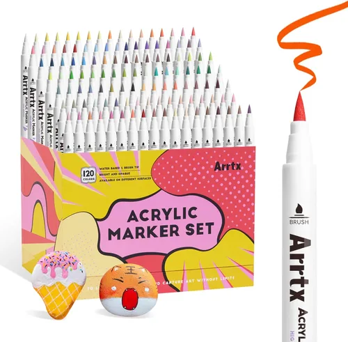 Arrtx 120 colores marcadores de pintura, marcadores de pintura acrílica para artistas adultos, dibujo, dibujo de caricaturas, anime, cómic - punta