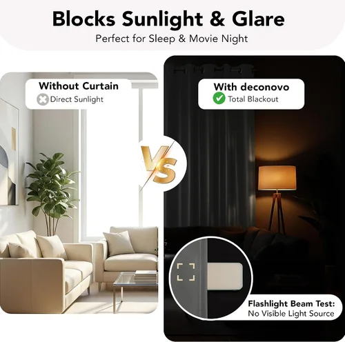 Miniatura 4 de Deconovo cortinas blackout 100 % con forro totalmente negro con aislamiento térmico de doble capa, oscurecimiento de la habitación, ahorro de 2-Gris