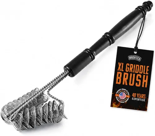 Brushtech Cepillo de plancha XL – Herramienta de limpieza resistente sin cerdas con resortes de alambre de acero inoxidable trenzados dobles, lazo