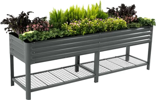 Miniatura 23 de Cama de jardín elevada rodante - Serie V, camas de jardín de 2' x 4' con patas y estante de almacenamiento para patio y porche, capacidad