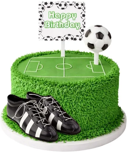 Pelota de fútbol para fiesta de cumpleaños, decoración de tartas, mini zapatos de fútbol, tacos de fútbol y bandera