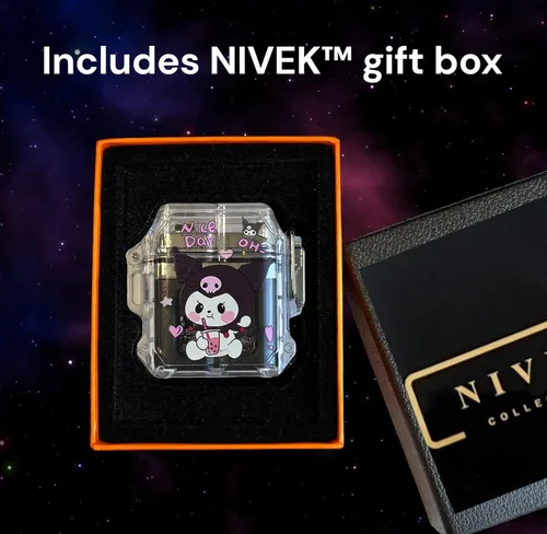 Miniatura 4 de NIVEK Kuromi - Encendedor de carga USB transparente de doble arco, impermeable, recargable, luz de gatito KT, melodía de gato, japonés, kawaii