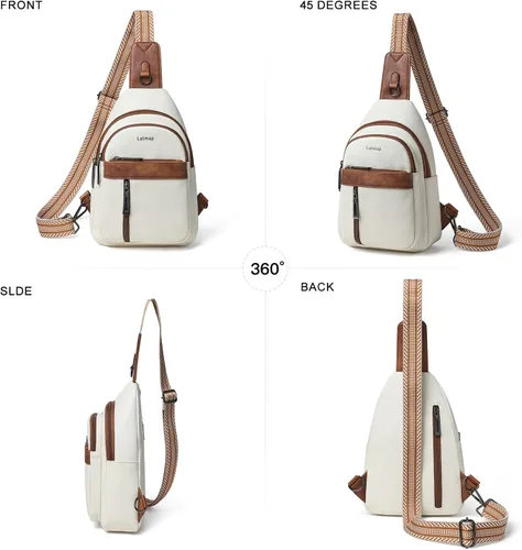 Miniatura 7 de LATMAP 7L Bolsa de Cintura para Hombres y Mujeres Mochila de Cadera Riñonera Bandolera Bolso de Hombro Cinturón de Viaje Bolso de Mano de PU Cuero