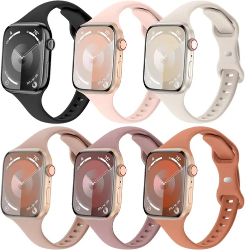 Miniatura 11 de 6 Pack de Correas delgadas y finas compatibles con Apple Watch 38mm 40mm 41mm 42mm 44mm 45mm 46mm 49mm para mujeres y hombres, correas de repuesto