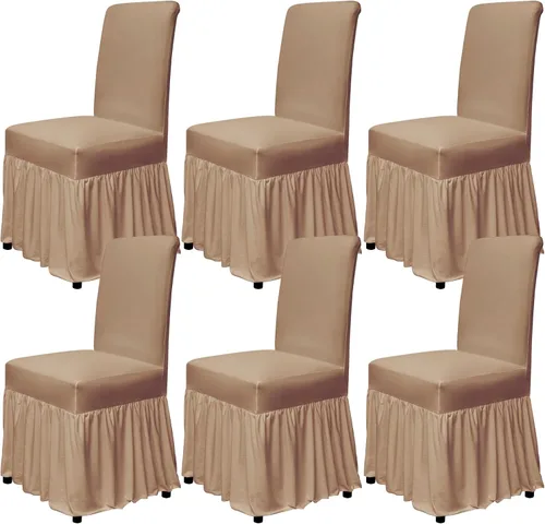 Miniatura 22 de molasofa Juego de 6 fundas para sillas de comedor, fundas elásticas para sillas con falda para cocina, protectores de asiento de cocina, decoración