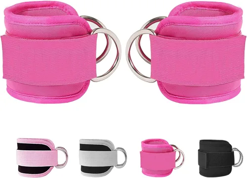 Miniatura 20 de Correas de tobillo de fitness para máquinas de cable, paquete de 2, cómodas y ajustables, puños de tobillo y muñeca acolchados, correas para piernas