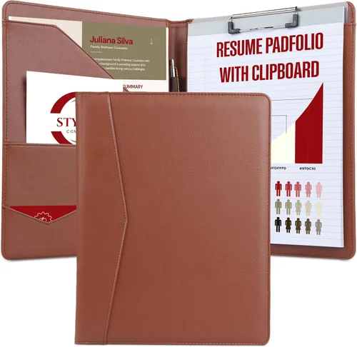 Miniatura 13 de STYLIO Carpeta Padfolio con Portapapeles Extraíble Organizador de Portafolio Carpeta con Almacenamiento para Cuaderno, Bloc de Notas