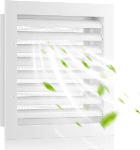 Miniatura 8 de Rejillas de ventilación de pared de 8 pulgadas de ancho x 8 pulgadas de alto, rejillas de ventilación Hon&Guan de aleación de aluminio a dos aguas