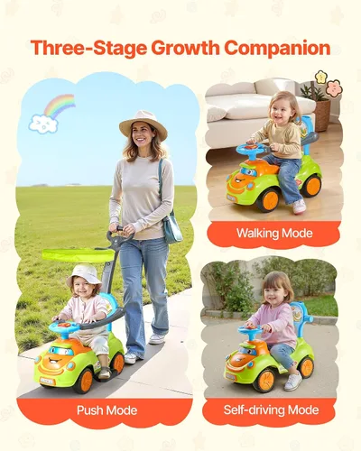 Miniatura 2 de VEVOR Coche de Paseo Infantil, Coche de Empuje para Niños de 19 a 36 Meses, Buggy con Barreras de Protección, Asa y Almacenamiento Bajo el Asiento