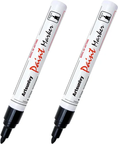 Miniatura 8 de Artsunlvy Rotuladores permanentes de pintura negra, paquete de 2 marcadores impermeables a base de aceite de secado rápido para plástico