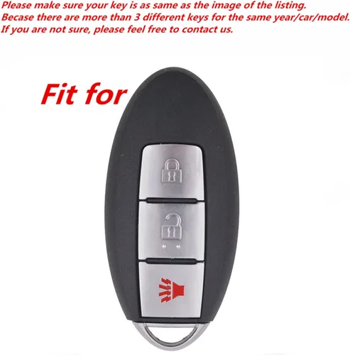 Miniatura 3 de Funda de cuero inteligente con 3 botones para llavero Infiniti EX35 FX35 QX50 QX70 Nissan Versa Rogue Pathfinder 370Z Armada Juke Murano Titan (rojo)