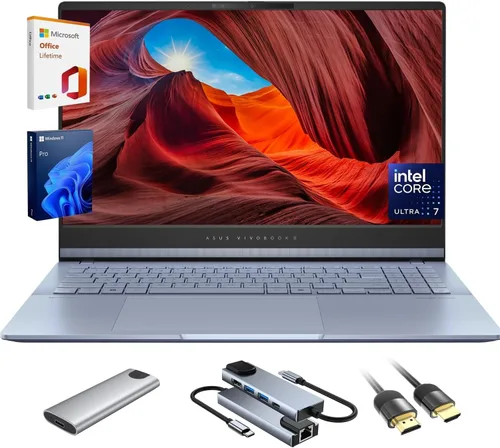 ASUS Vivobook S 15 portátil, pantalla OLED de 15.6 pulgadas 3K 120Hz, 16 núcleos Ultra 7 155H, gráficos Intel Arc, 16 GB de RAM, 1 TB SSD, RGB