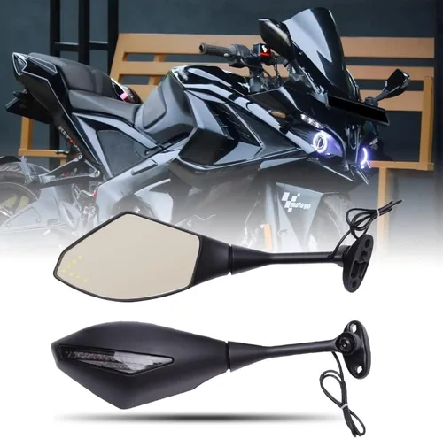 Miniatura 11 de DREAMIZER Espejos retrovisores para motocicleta con luz de señal de giro integrada, espejo de manillar compatible con CBR500RR CBR600RR CBR1000RR