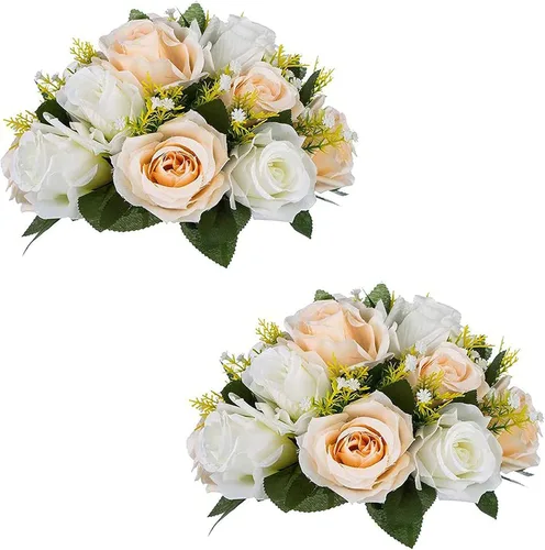 Sziqiqi Flores de Rosas de Seda Artificial Flores Artificiales para Decoraciones de Centros de Mesa de Fiestas de Boda Flores Decorativas para el