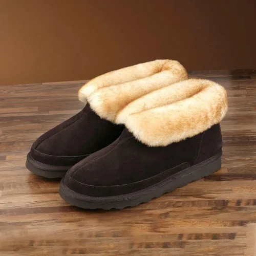 Miniatura 8 de Pantuflas de oveja para hombre, botines de tobillo para interiores y exteriores con espuma viscoelástica