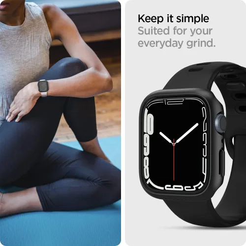 Miniatura 4 de Spigen Thin Fit Diseñado para Apple Watch Case Series 9/8/7 45mm Funda ligera de PC rígida - Negro