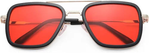 Miniatura 7 de LA SUNGGO Tony Stark - Gafas de sol cuadradas vintage con marco de metal para niños y niñas lentes de sol Iron Man y Spider-Man