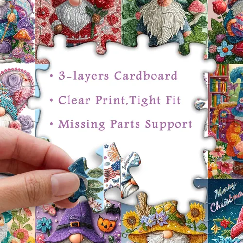 Miniatura 2 de PICKFORU Rompecabezas de 1000 piezas de gnomos de festival para adultos, lindos rompecabezas de enanos de diamantes, rompecabezas de colección