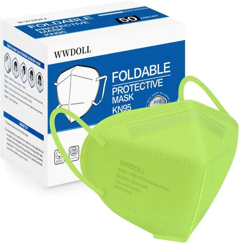Miniatura 11 de WWDOLL - Paquete de 50 mascarillas KN95, mascarillas KN95 de 5 capas transpirables, con elástico para las orejas y clip de puente nasal, protección