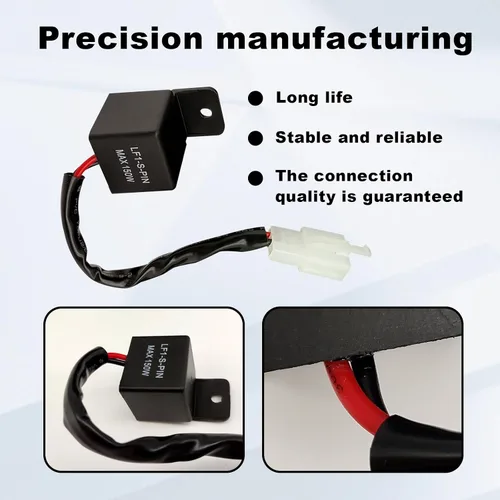 Miniatura 3 de Relé intermitente LED de 2 pines, relé de 12 V para relés de señal de giro LED de coche, relé de flash ajustable, kit de conectores de cableado
