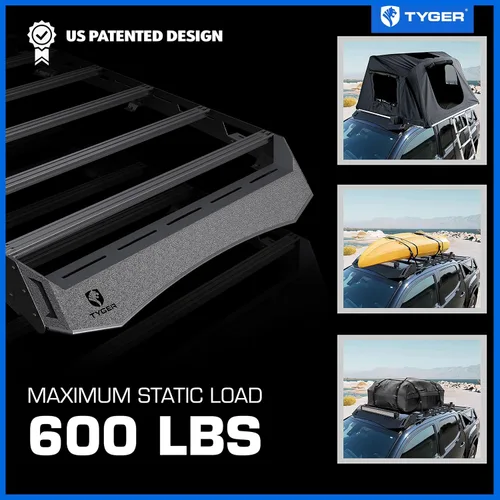 Miniatura 3 de Tyger Auto TG-RR1T33028 - Barra de techo compatible con Toyota Tacoma de doble cabina 2005-2023 Almacenamiento superior para equipo de exterior