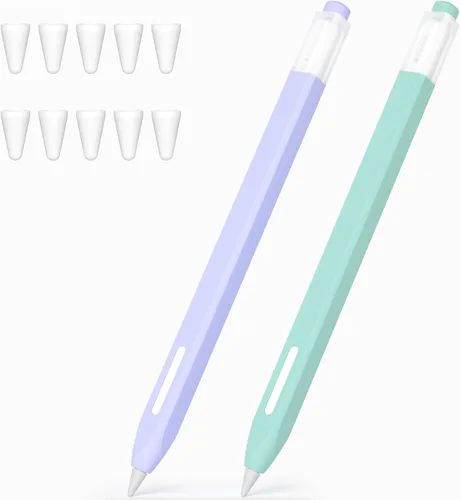 Miniatura 9 de Paquete de 2 estuches compatibles con Apple Pencil Pro/Apple Pencil de 2ª generación, funda de silicona antideslizante, compatible con carga