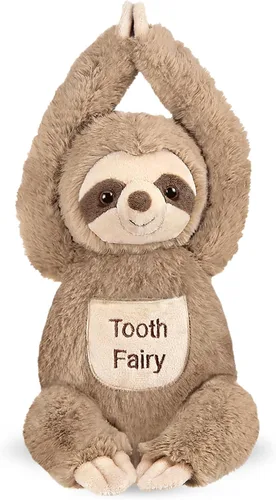 Bearington Lil' Sammy - Animal de peluche de perezoso – Soporte de dientes de hada de 12 pulgadas con piel de felpa suave, brazos largos para colgar