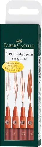 Miniatura 6 de Faber-Castell Pitt Artist Pens - Juego de 4 bolígrafos negros de tinta india, marcadores surtidos para artistas (estilos S, F, M, B)