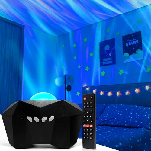 Proyector de luz Aurora Borealis, lámpara de aurora boreal, luz nocturna de estrella de galaxia para dormitorio, decoración de habitación para Negro