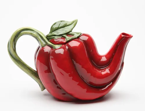 Miniatura 2 de Cosmos Gifts Chili Pepper - Tetera de cerámica, 5 pulgadas