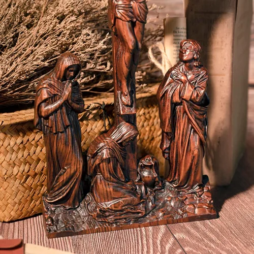 Miniatura 8 de BGCOPPER Crucifijo de Pared de Pie, Cruz de Jesús INRI para Pared, Cruz de Madera Hecha a Mano Decoración de Pared para el Hogar Regalo de Navidad