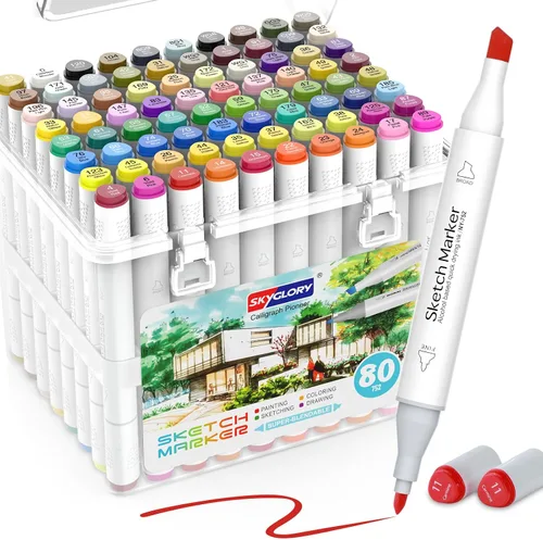 Miniatura 10 de HOMESILMO - Juego de bolígrafos de alcohol de 48 colores, bolígrafo de alcohol para adultos de doble punta, suministros de arte de bocetos mixtos