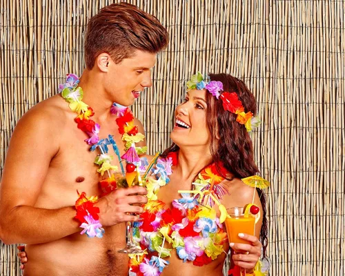 Miniatura 6 de Barydat - Telón de fondo hawaiano de caña de playa Aloha Luau, decoración de bar Tiki para fiesta, estampado de bambú, tela de poliéster, telón