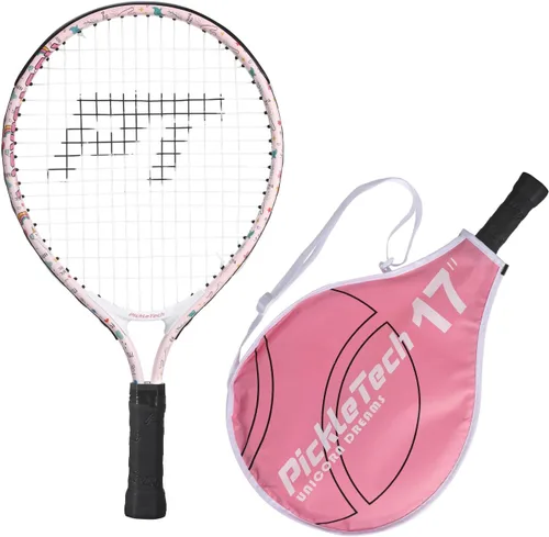 PICKLETECH Kids Tennis Racket for Junior Toddlers Starter Kit 17-25" Tennis Racquet for Girls and Boys with Carry Bag, Lightweight for Beginners Rosa
